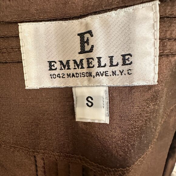 Emmelle New York Silk Skirt and Jacket Set Size S Chocolate Brown Quiet Luxury - Picture 7 of 7